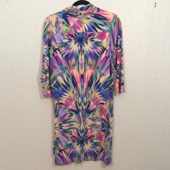 Tori Richard Honolulu Stretch Knit Luxury 3/4 Sleeve Shirt Dress w/Sash Size M - Picture 5 of 8